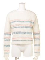 ハブラシヤーンボーダー短丈ニットP／O/柄TQ