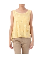 フラワープリーツタンクトップ/イエロー系(032)