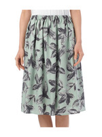 フラワープリントミモレ丈スカート/ライトグリーン(121)