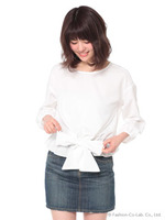 フロントリボンジョーゼットプルオーバー/Yellow