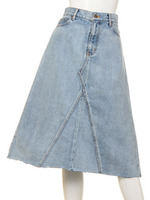ブリーチデニムミドル丈SK/BLU