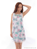 プリントオーガン重ねワンピース/ブルー