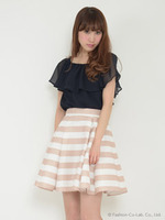 ボーダーフレアスカート/ベージュ