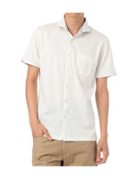 ボーダー生地使いポロシャツ/ブラック(019)