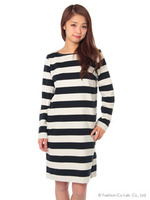 ポンチボーダーワンピース/Dark Blue