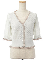 ラメイリハンソデカーデ/オフホワイト