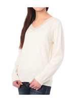 ラメ使いVネックニットプルオーバー/ブラック(019)