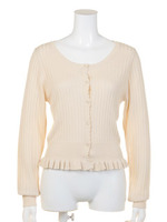 リブハートボタンニットカーディガン/ピンク