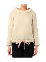 リボンギャザーニットソープルオーバー/グリーン系(022)