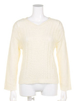 ルーズケーブルVネックニットP／O/WHT