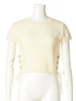 レースアップニットプルオーバー/BLK