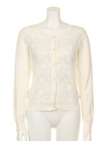 レースコンビニット カーディガン/ホワイト