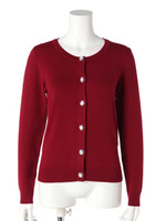 レーヨンアクリルストレッチ12G刺繍釦クルーCD/ピンク