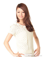 肩あき半袖リボン花モチーフP/O/クリーム