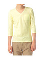 七分袖甘撚り天竺VネックTシャツ/イエロー系(031)