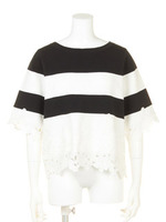 裾刺しゅうレースプルオーバー/ブラック