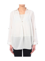 切り替えスキッパーブラウス/ネイビー(393)