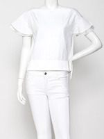 袖フリルプルオーバー/WHT