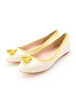 麻調タッセルフラットシューズ/イエロー系(032)