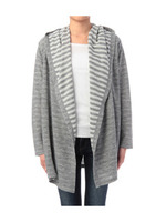 裏ボーダーニットソーフードカーディガン/チャコールグレー(314)