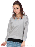 【Tralala】トライアングルカットデザインプルオーバー/ライトグレー