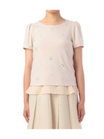 ビジュー付きプルオーバー+裾フレアタンク/ベージュ系(150)