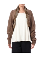 ファー付きドルマンニットカーディガン/サンドベージュ(053)