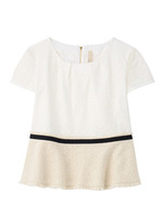 ペプラム切り替えレースブラウス/イエロー系(031)