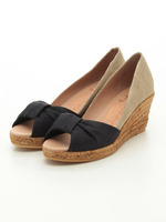 サテンリボンエスパドリーユパンプス/オレンジ