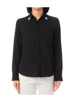 ビジュー付きジョーゼットシャツ/ブラック(019)