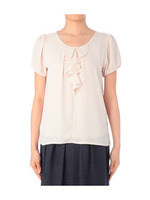 フリル使いシフォン切り替えプルオーバー/ピンク系(071)