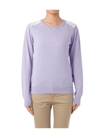 レース×ビジュー使いニットプルオーバー/パープル系(081)