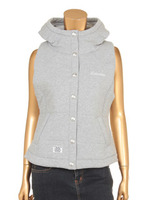 中綿フードベスト/杢GRY