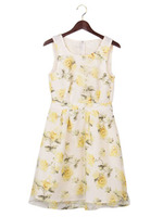 L90花柄オーガンジーF＆F/オフホワイト/イエロー