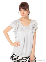 シルキーサテンフリルプルオーバー/グレー