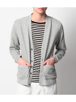 バックチェック柄切り替えカーディガン/グレー(612)