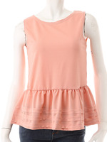 【ECURY】ペプラムAラインチュニック/ベビーピンク