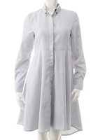 【Edit Sheen】ウエスト切替シャツワンピース/グレー