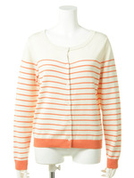 【KBF+】ボーダーカーディガン/BEIGE×ORANGE