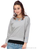 【Tralala】トライアングルカットデザインプルオーバー/ライトグレー