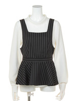 ペプラムレイヤードTOP/柄BLK