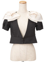 Dフワフワスリーブボレロ/シロ×クロ