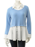 【ECURY】ニットドッキングブラウス/サックス