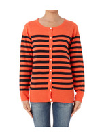 パネルボーダーニットカーディガン/ブルー系(392)