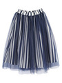ランダムストライプチュールスカート/ネイビー
