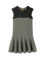 レース切り替えフレアワンピース/カーキ系(026)