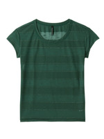 透け感ボーダーTシャツ/グリーン系(123)