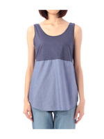 布帛切り替えタンクトップ/ブルー系(092)