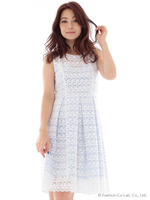 コットンレースカラーワンピース/オフホワイト