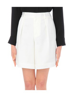 トリアセテート混タックショートパンツ/ホワイト(001)